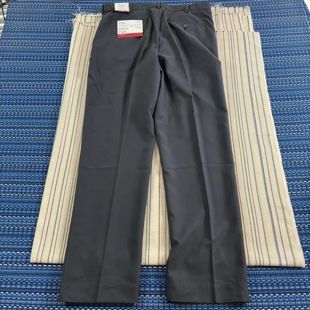 Croft & Barrow Pants Mens 34x32 Gray Easy Care Dress Classic Fit Stretch NEW